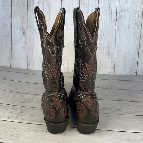 JB Dillion Brown Goatskin Embellished Snip Toe Western Boot - Picture 4 of 16